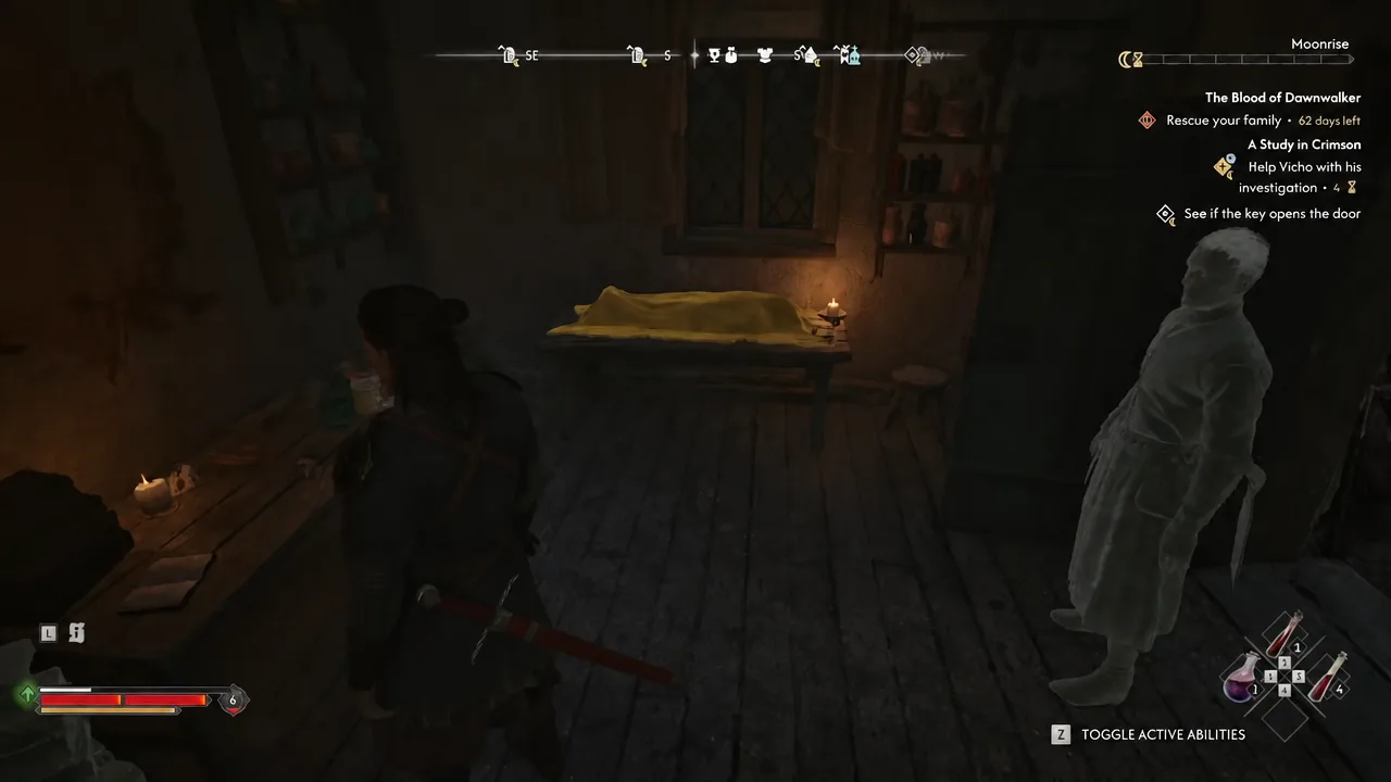 Objective reading See if the key opens the door while the player searches the shed interior