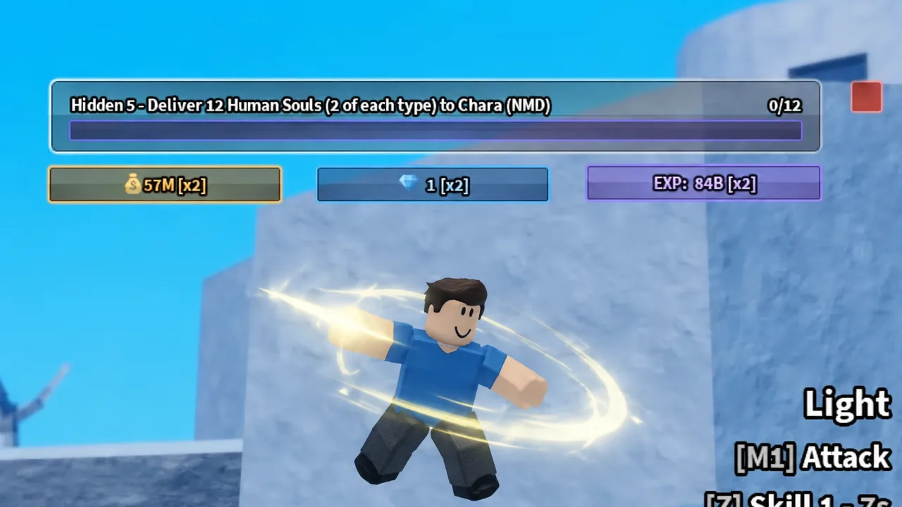 Hidden 5 quest tracker showing zero of 12 Human Souls delivered to Chara NMD
