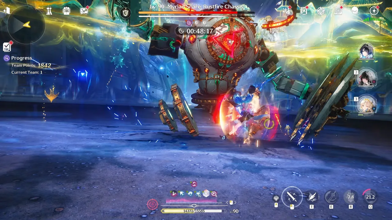 The second stage of Stability Accords pits every team against Lv. 90 Myriad Snare: Rustfire Chassis.