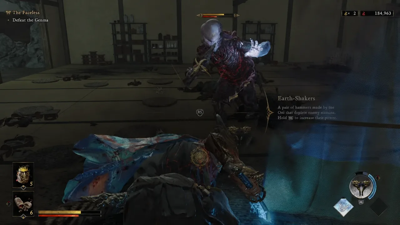 Earth-Shakers tutorial prompt telling the player to hold R2 to increase hammer power