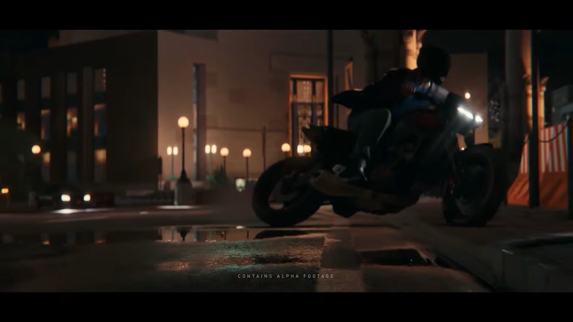 Anton grappling with a crashed motorcycle rider during a street melee takedown