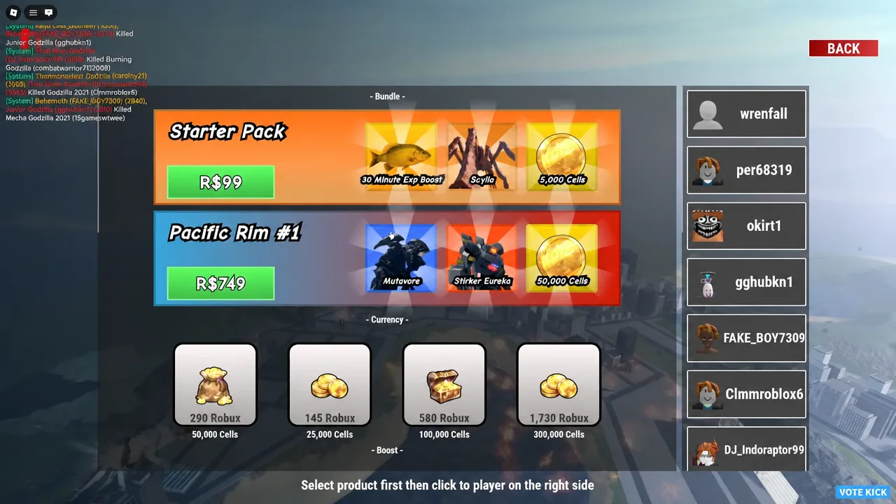 Bundle shop screen showing the Starter Pack and Pacific Rim #1 offers