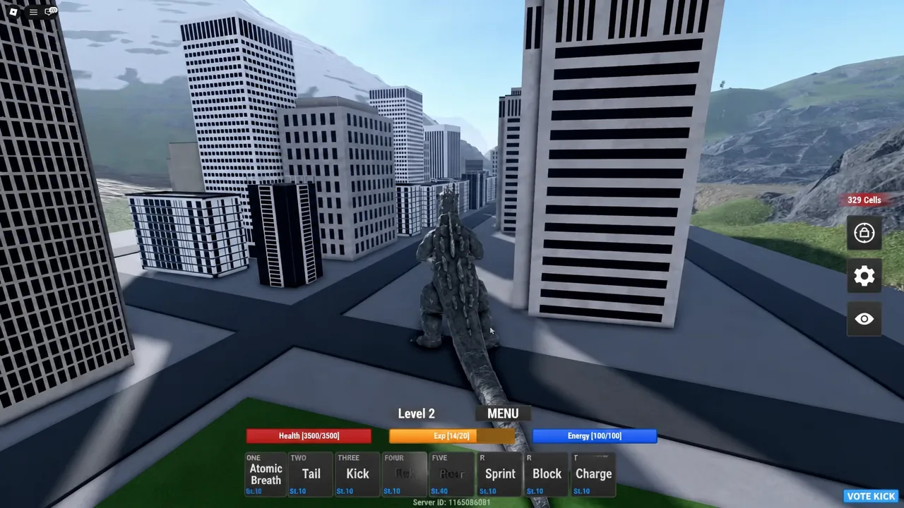 Kaiju leveling up from destroying dense city buildings in Tokyo