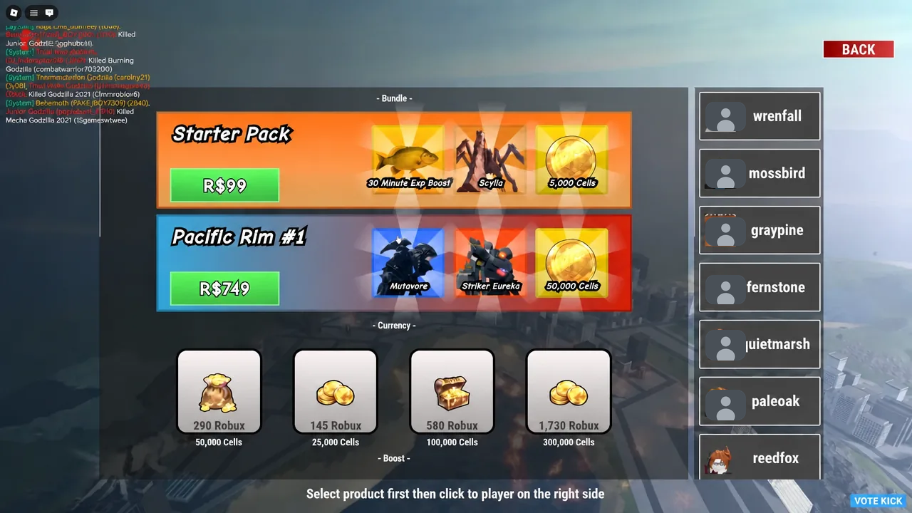 Bundle shop screen showing the Starter Pack and Pacific Rim #1 offers