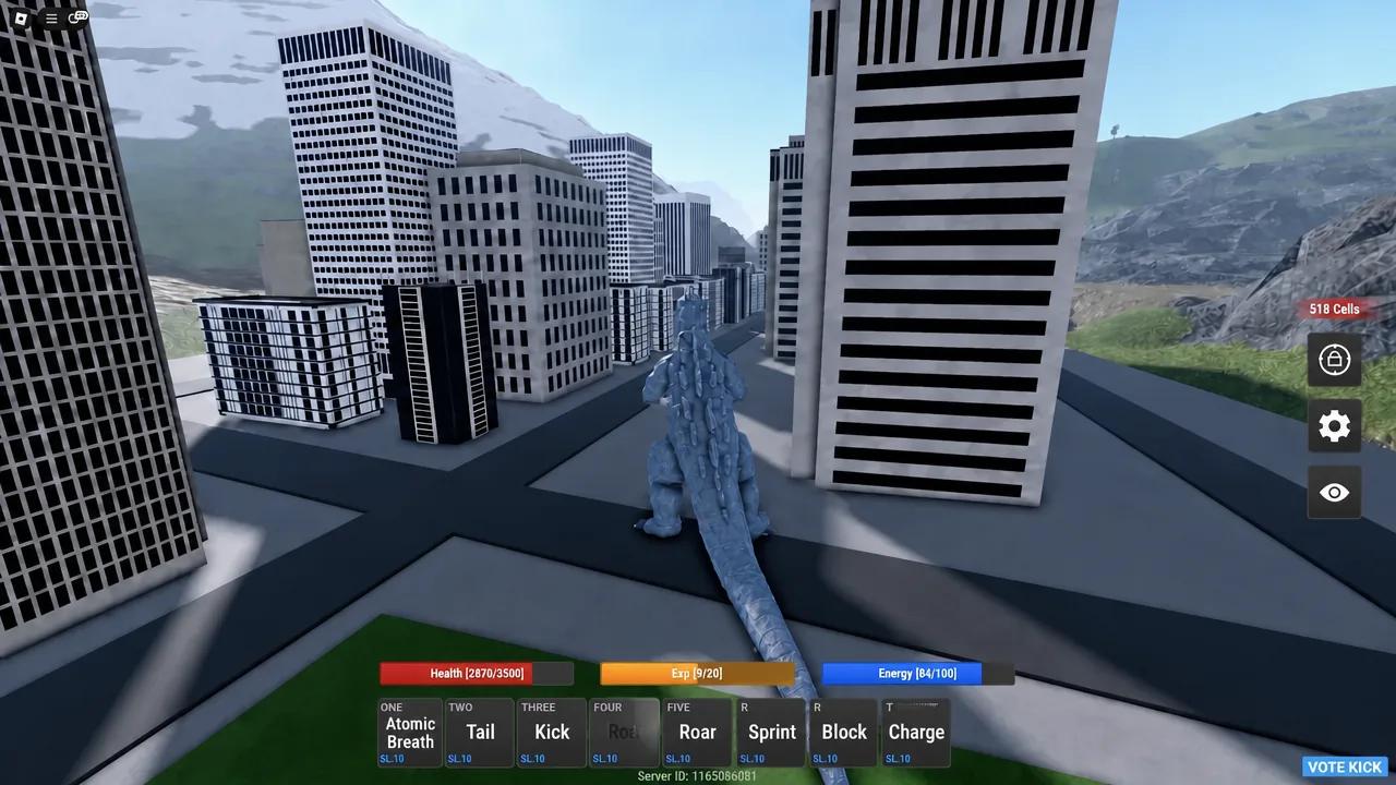 Kaiju leveling up from destroying dense city buildings in Tokyo