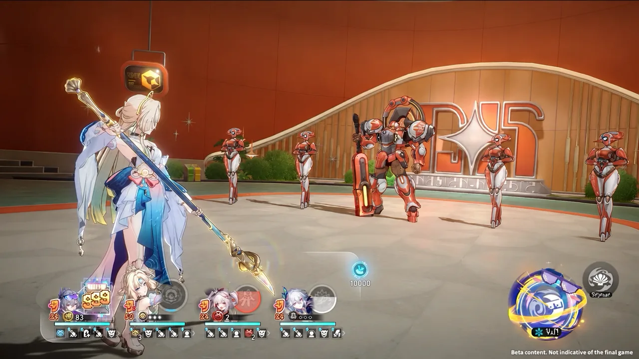 Side-by-side comparison of Pearl's two enhanced Basic ATK animations against a group of enemies
