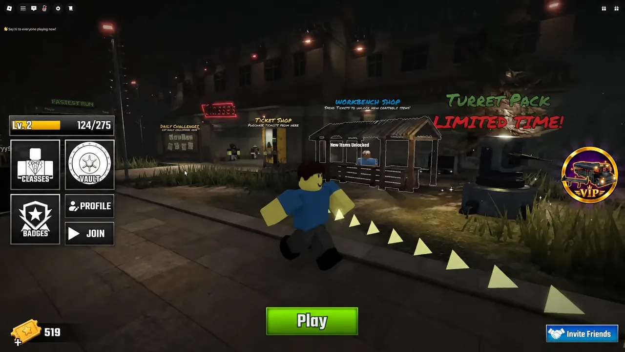 Last Stop main menu with the green Play button highlighted before a run