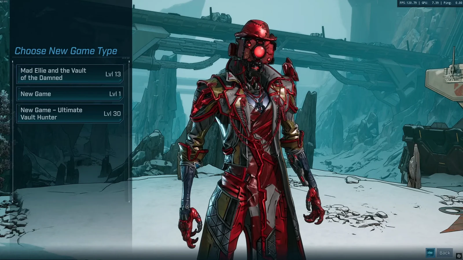 Choose New Game Type menu with New Game and New Game - Ultimate Vault Hunter options listed