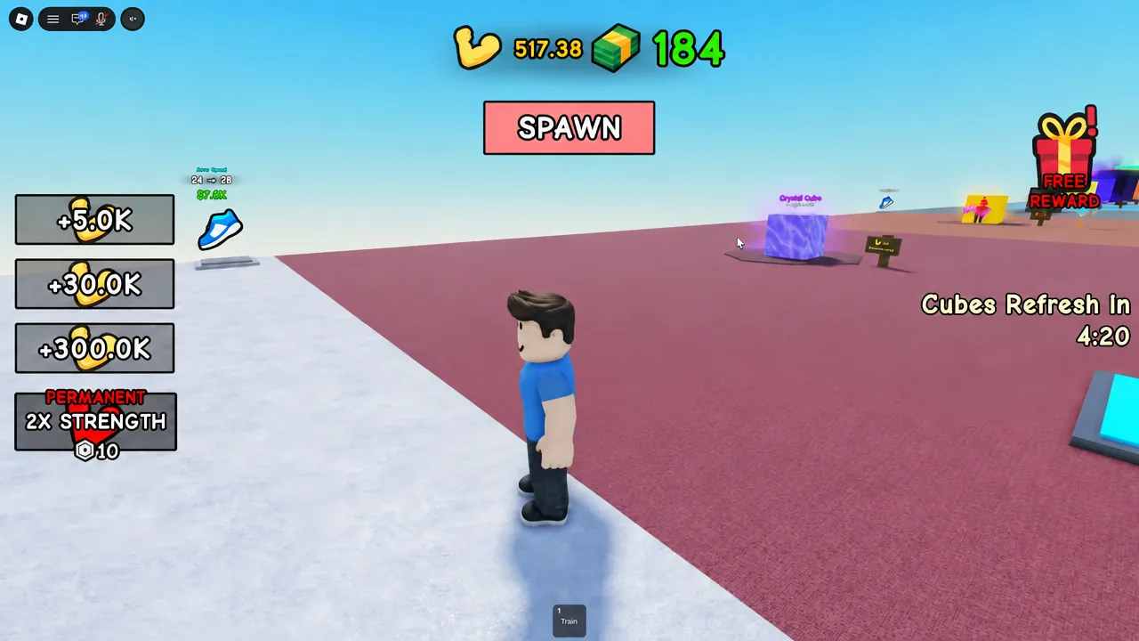 Lift a Cube main screen with the SPAWN button ready to be clicked
