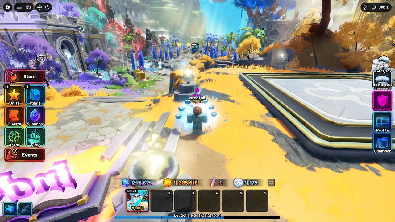 Anime Expeditions hub screen with the Play button visible as the player moves through the lobby