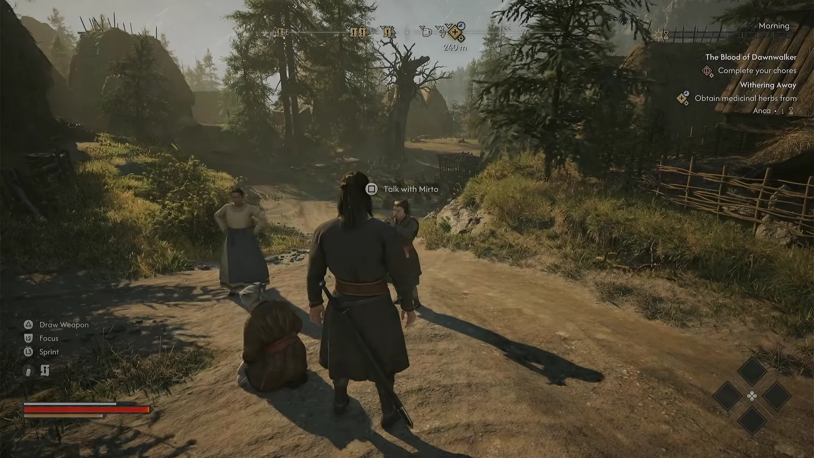 Interaction prompt to talk with Mirto appears as Coen closes in during the tag chase