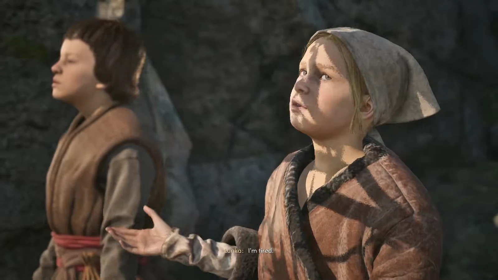 Dialogue wheel showing the option to tell Lunka and Mirto to stop complaining on the path