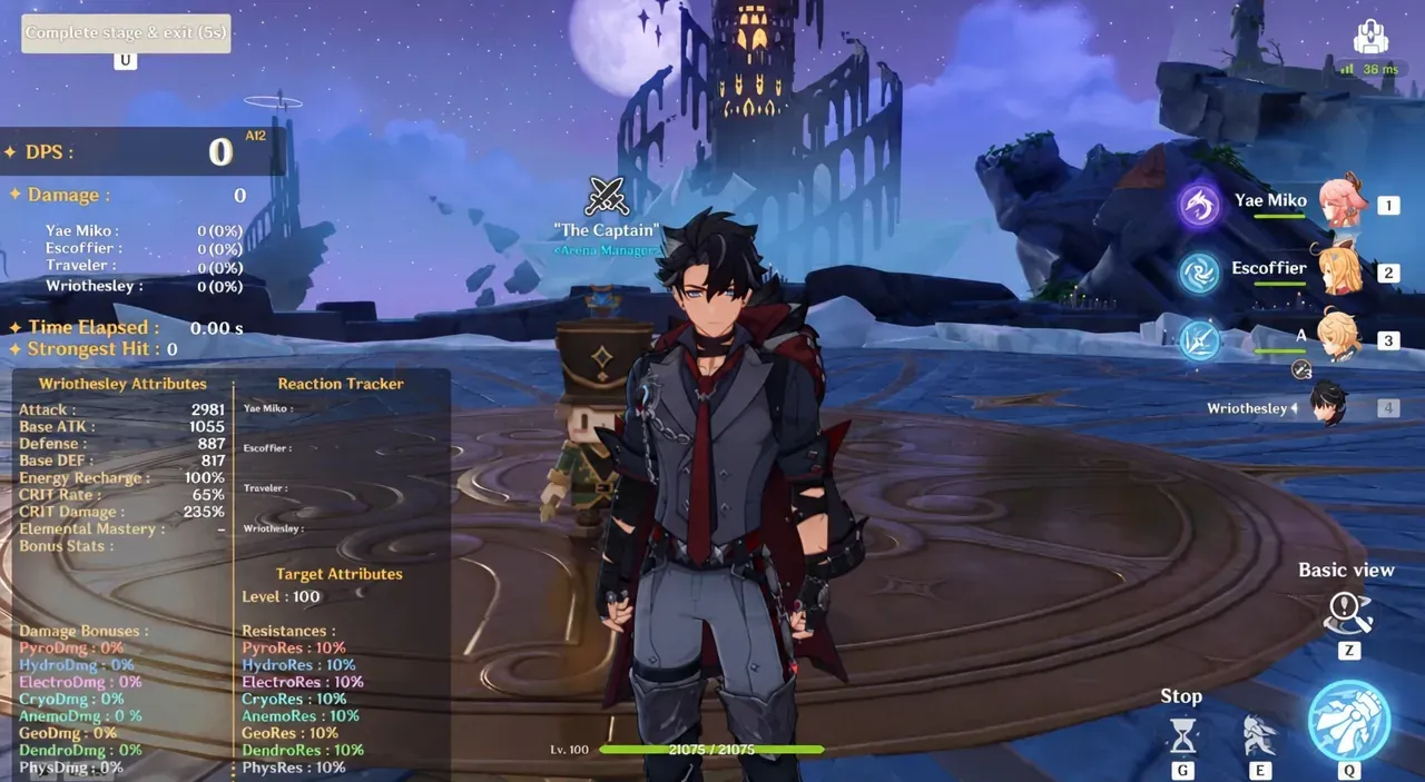 Combat screen with the Complete stage and exit countdown running