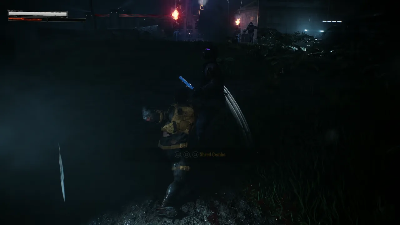 Combat HUD showing a Shred Combo prompt as Logan lands a melee strike