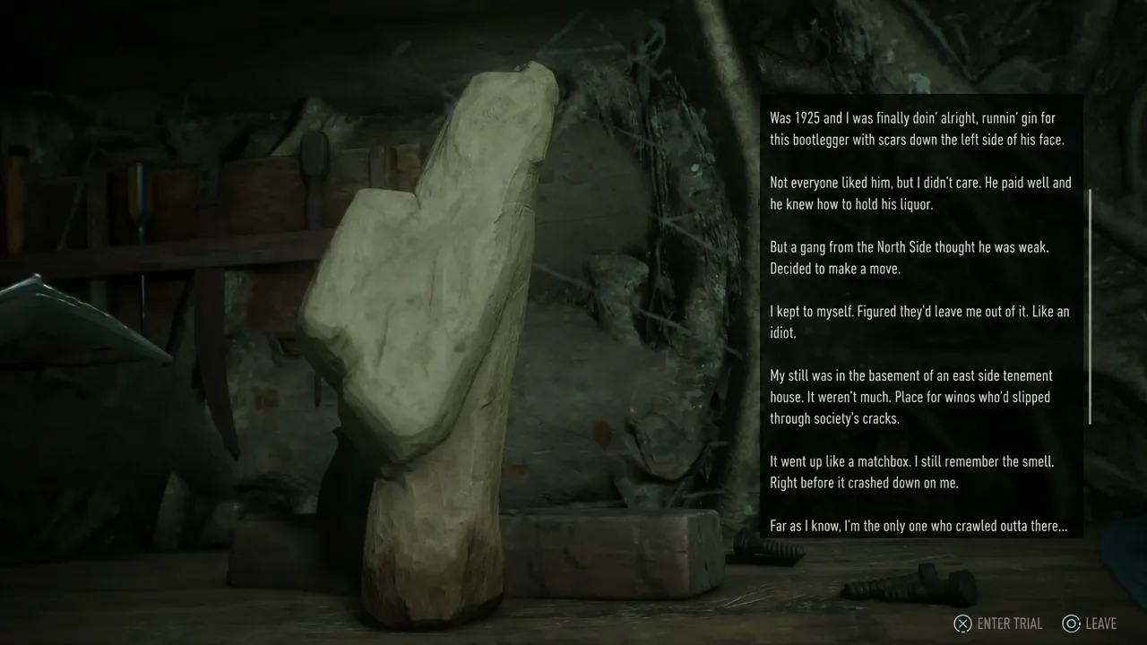 Trial screen showing a narrative text panel before the option to enter the trial