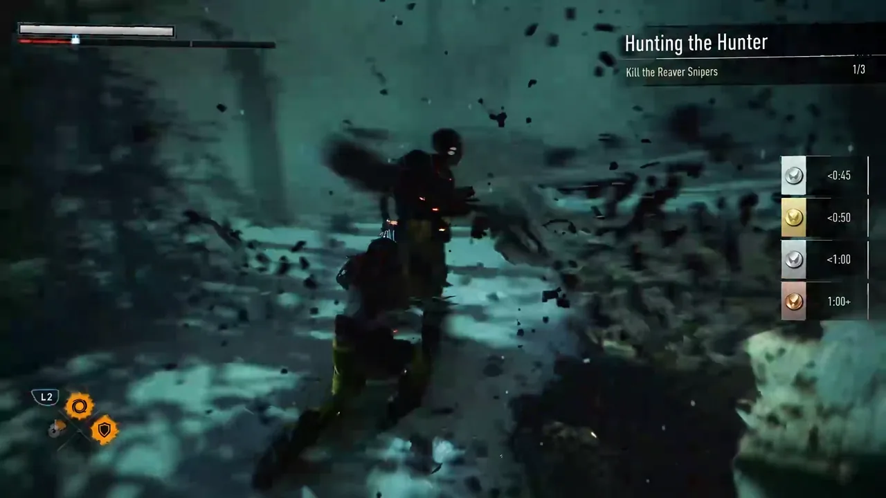 Elapsed time readout highlighting the gold threshold while Wolverine attacks a Reaver sniper