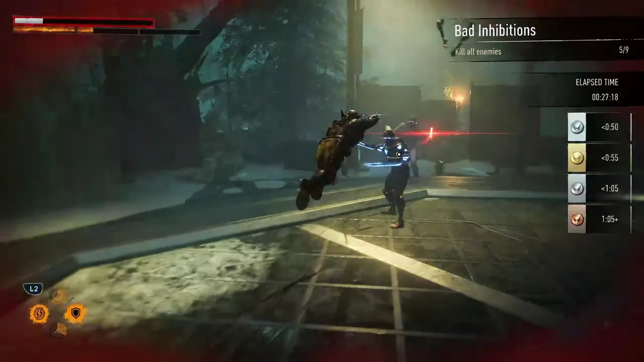 Wolverine mid-combo against an armored enemy with five of nine kills registered