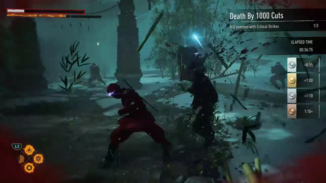 Logan attacks another ninja with the Critical Strike counter still showing 1/3