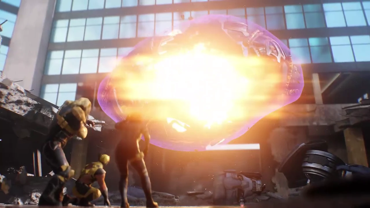 The Sentinel Prototype's core collapsing into a purple sphere of energy before melting