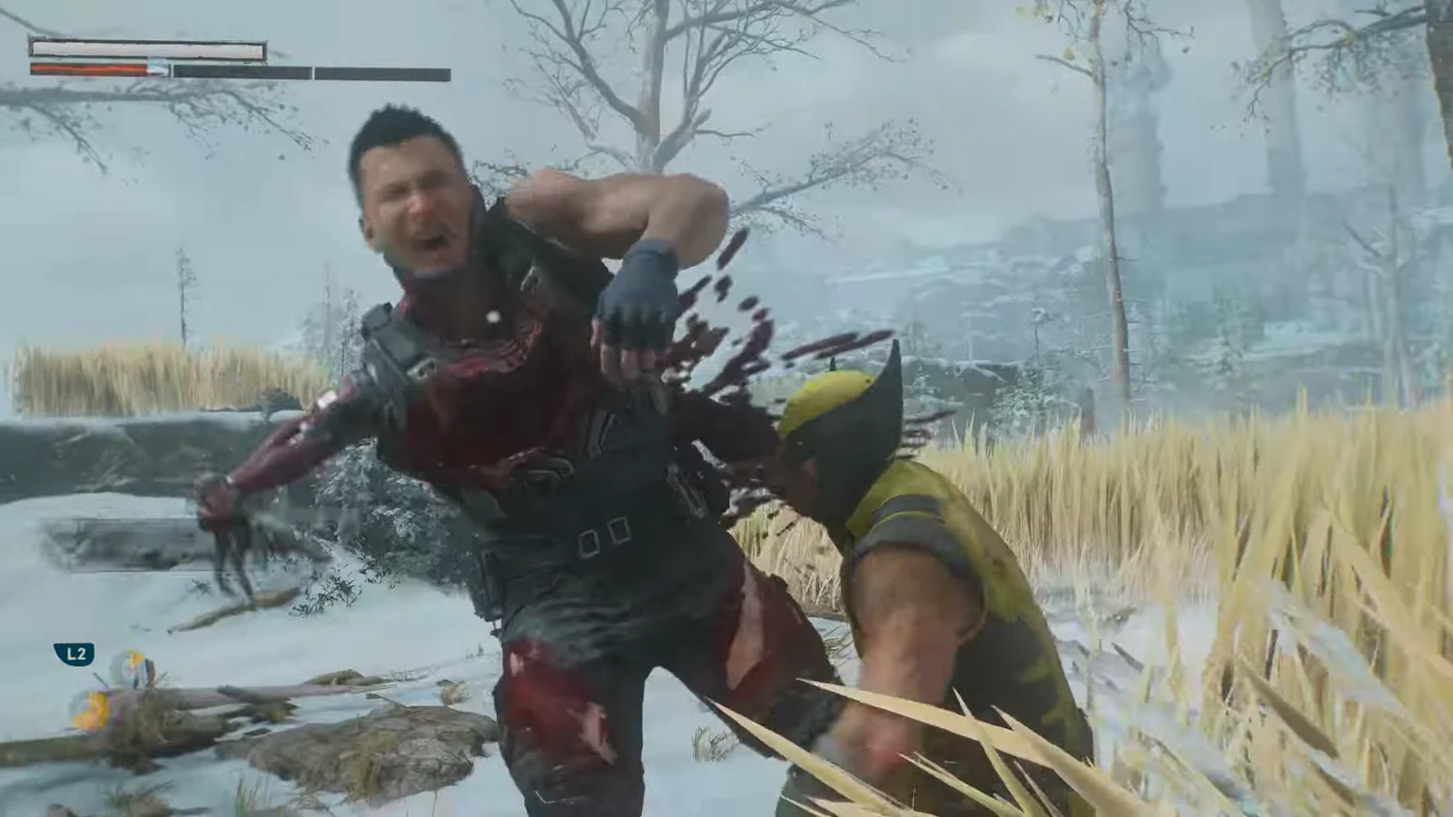 Wolverine finishing a close-range takedown on the last Reaver in the area
