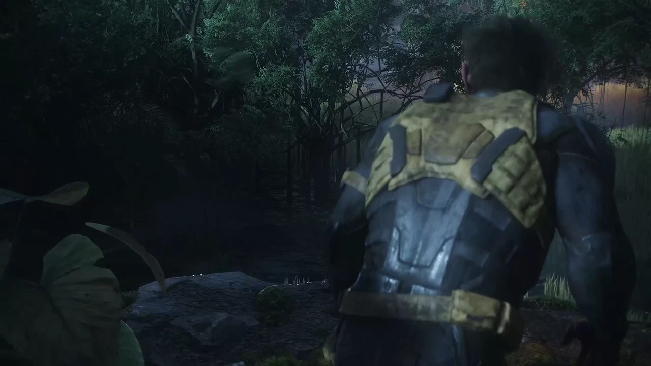 Logan moving through the foggy swamp where stealth takedowns are introduced