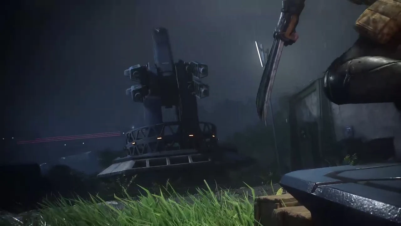 Logan tearing open the anti-aircraft gun during the prologue quick-time sequence