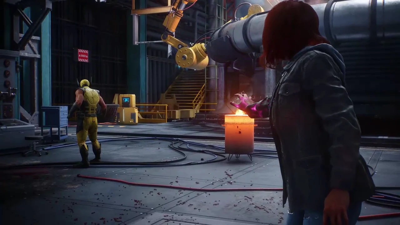 Jean Grey blocks the Reavers' path with a thrown container.