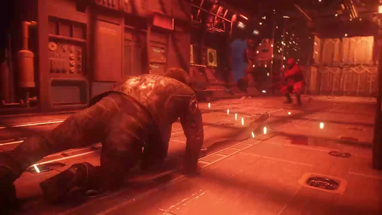Logan fighting Hand ninjas inside the damaged interior of the cargo plane