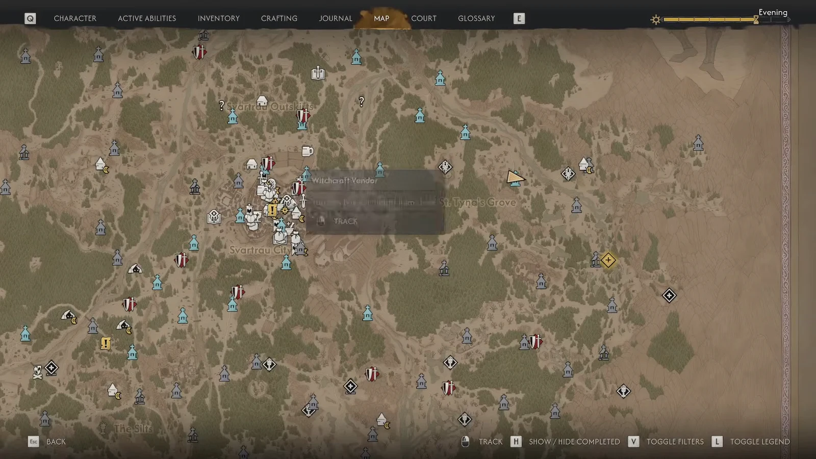 Map screen with a marker selected and the Track option shown on its details panel