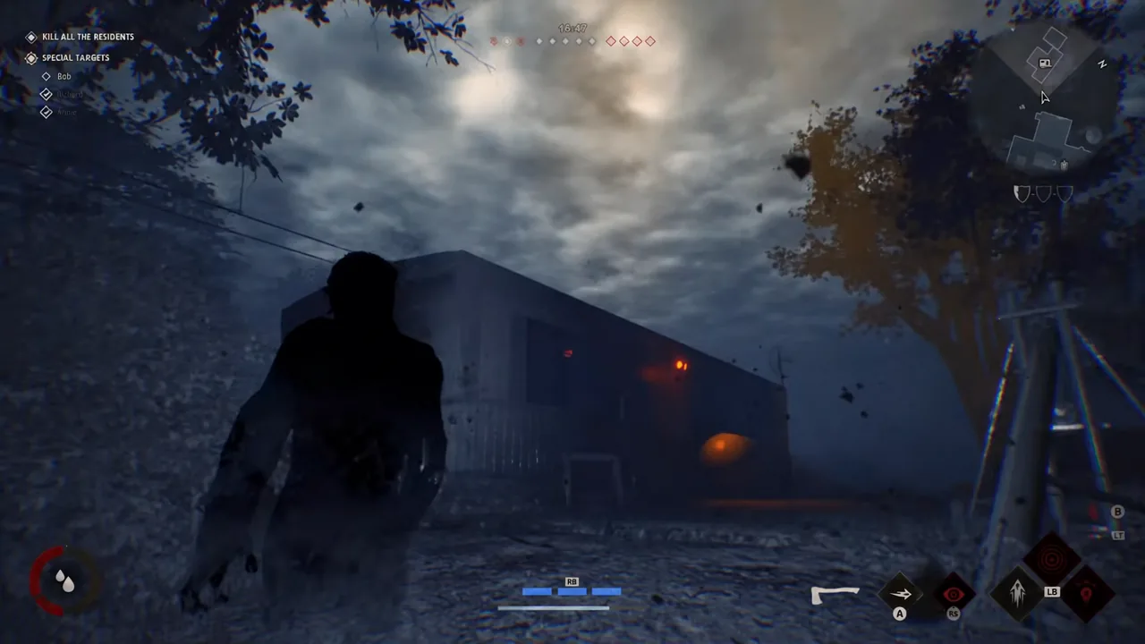 Michael executing a resident indoors as the Bloodthirst meter climbs to the next tier