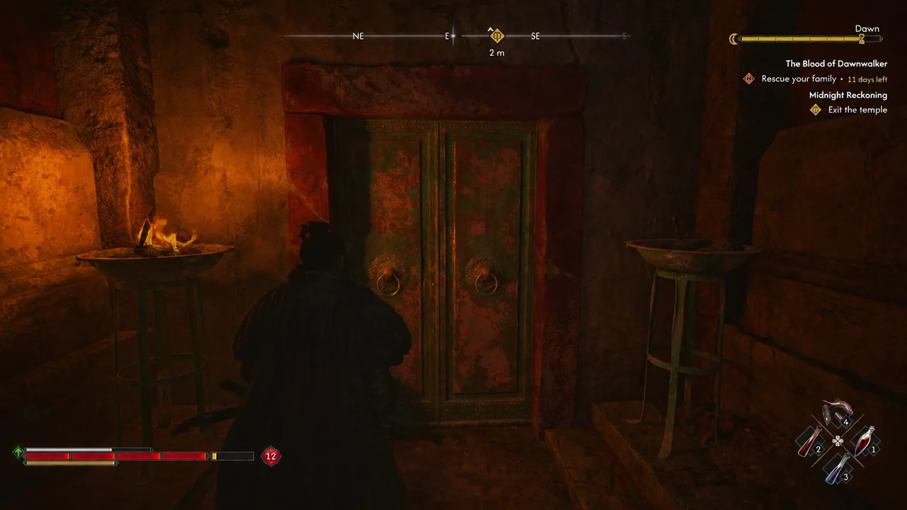 Coen approaching a large ornate doorway during the Midnight Reckoning quest