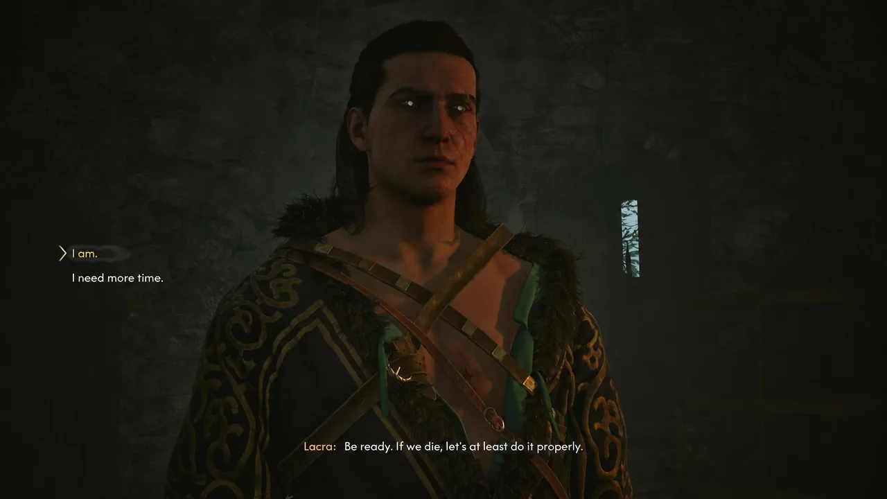 Dialogue prompt with the options I am and I need more time before the assault begins