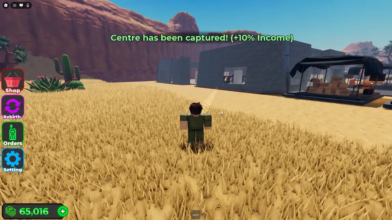 Centre has been captured plus 10 percent income notification while the player stands in the captured area