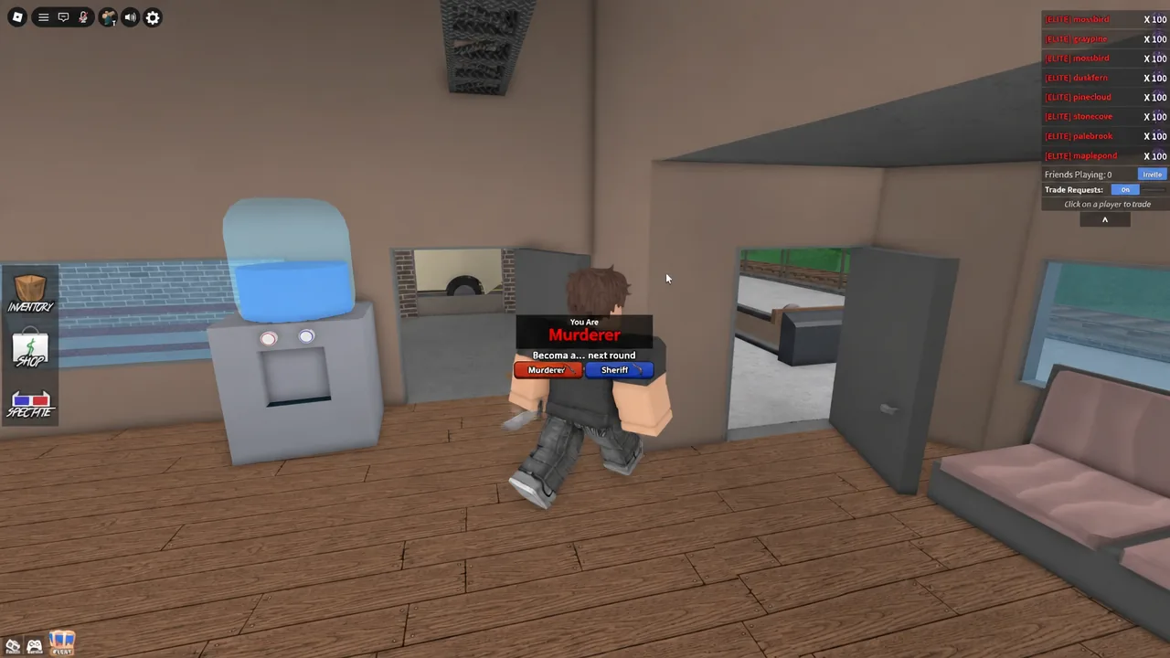 Player perched on stacked crates inside the warehouse map during a round