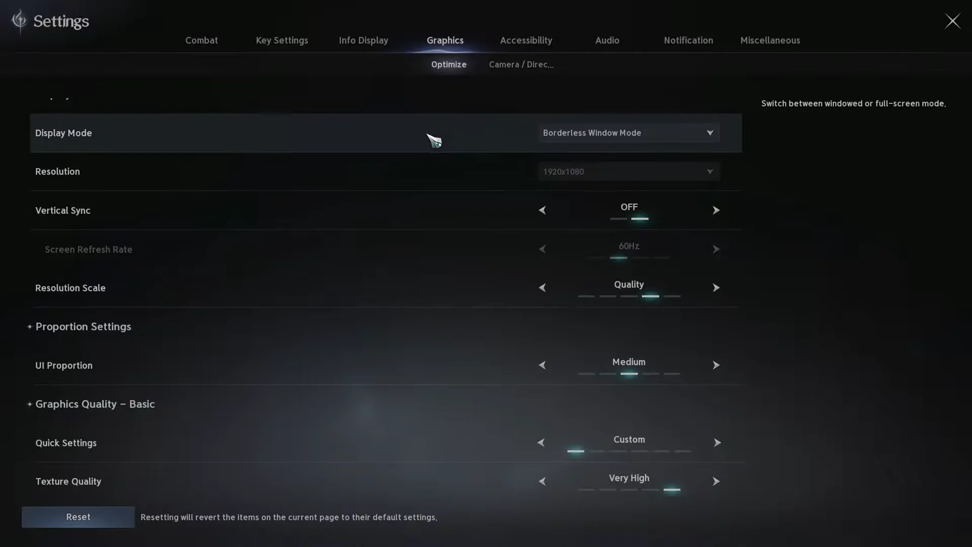 Basic Graphics Settings Overview