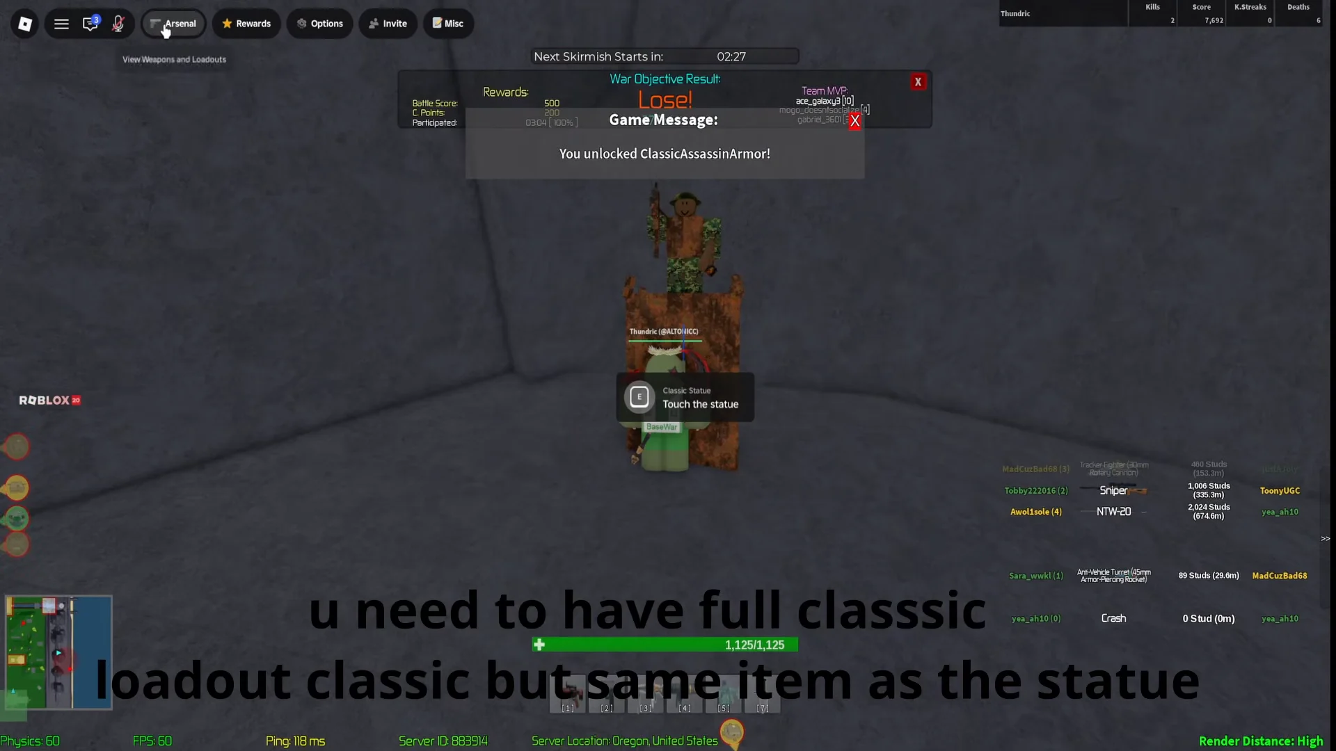 Unlocking Classic Loadout Armor