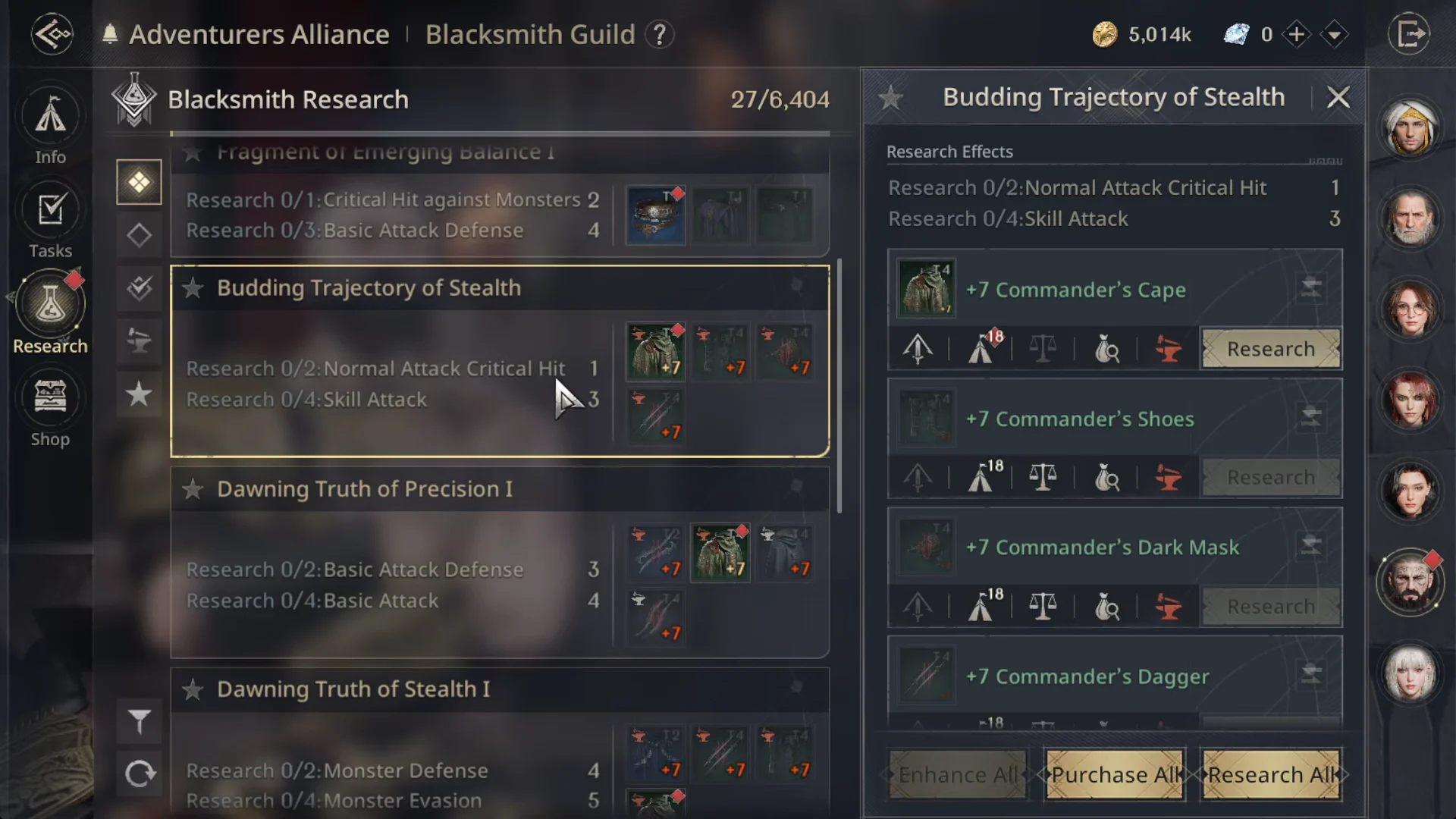 Adventurers Alliance Research