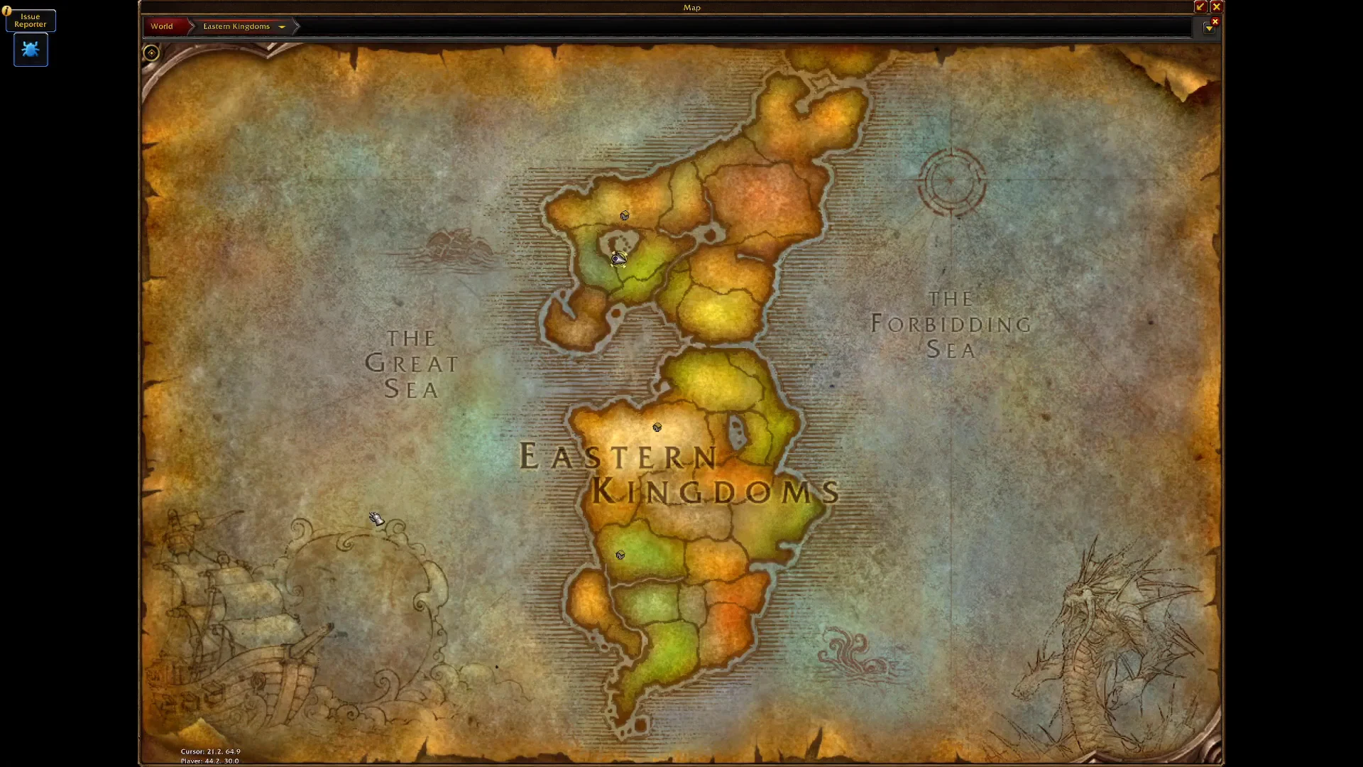 Opening the map to show Dalaran's location in the Alterac Mountains, Eastern…