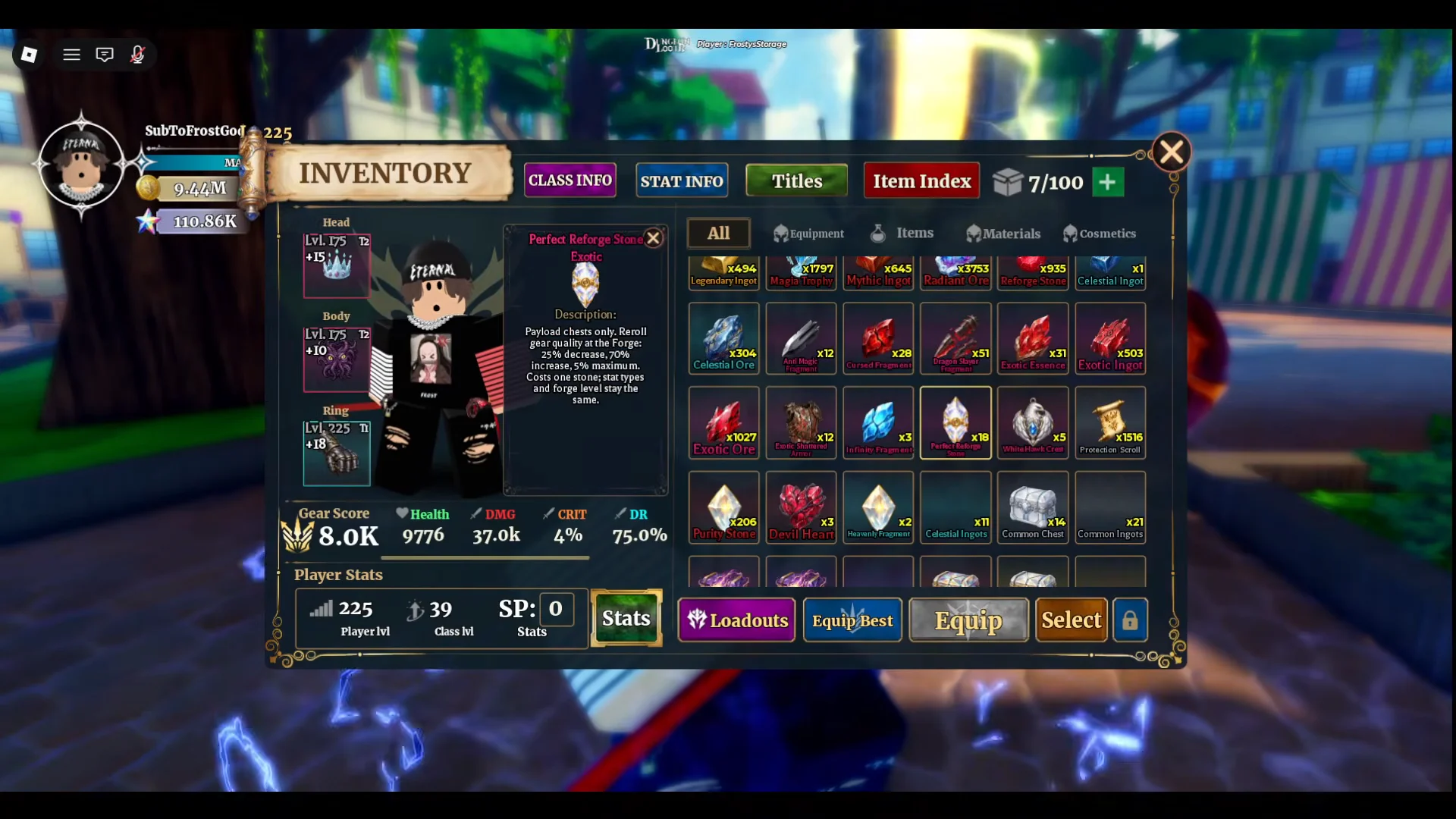 Perfect Reforge Stone & Class Buffs