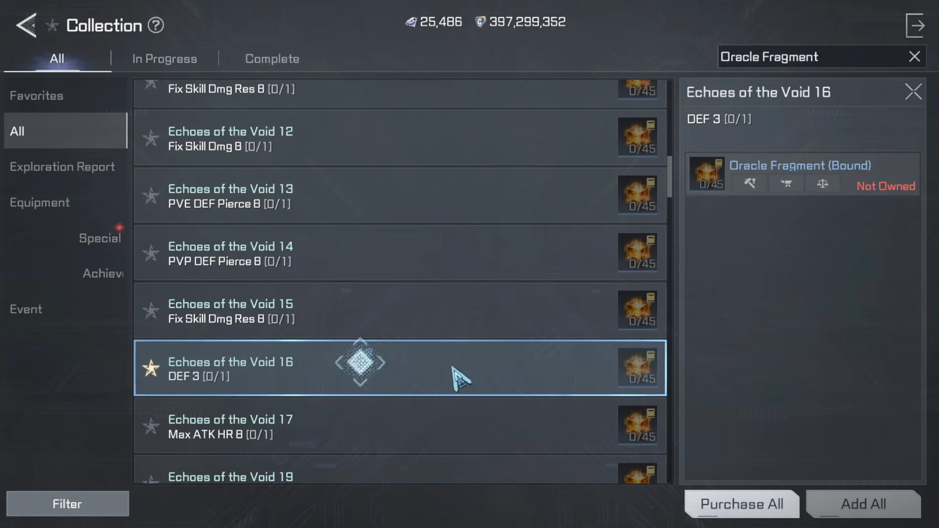 Oracle Fragment Collection