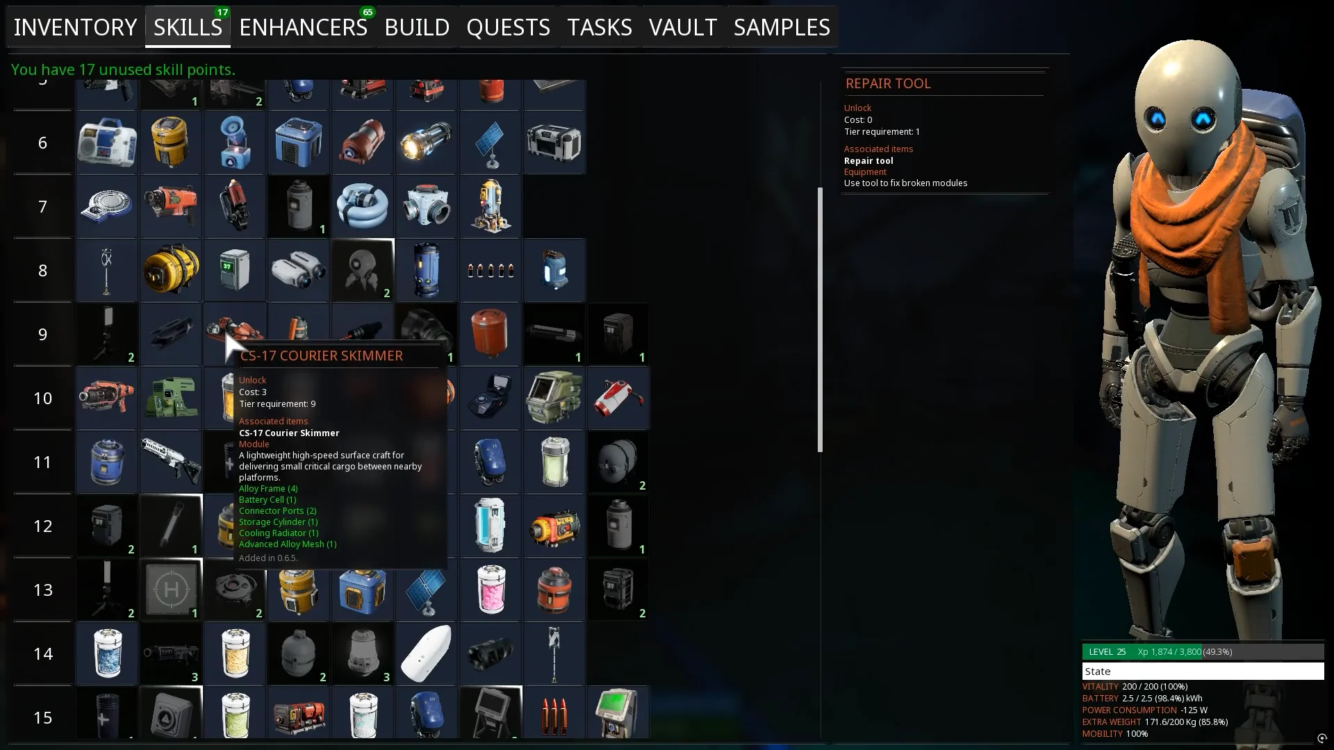 Skills Menu