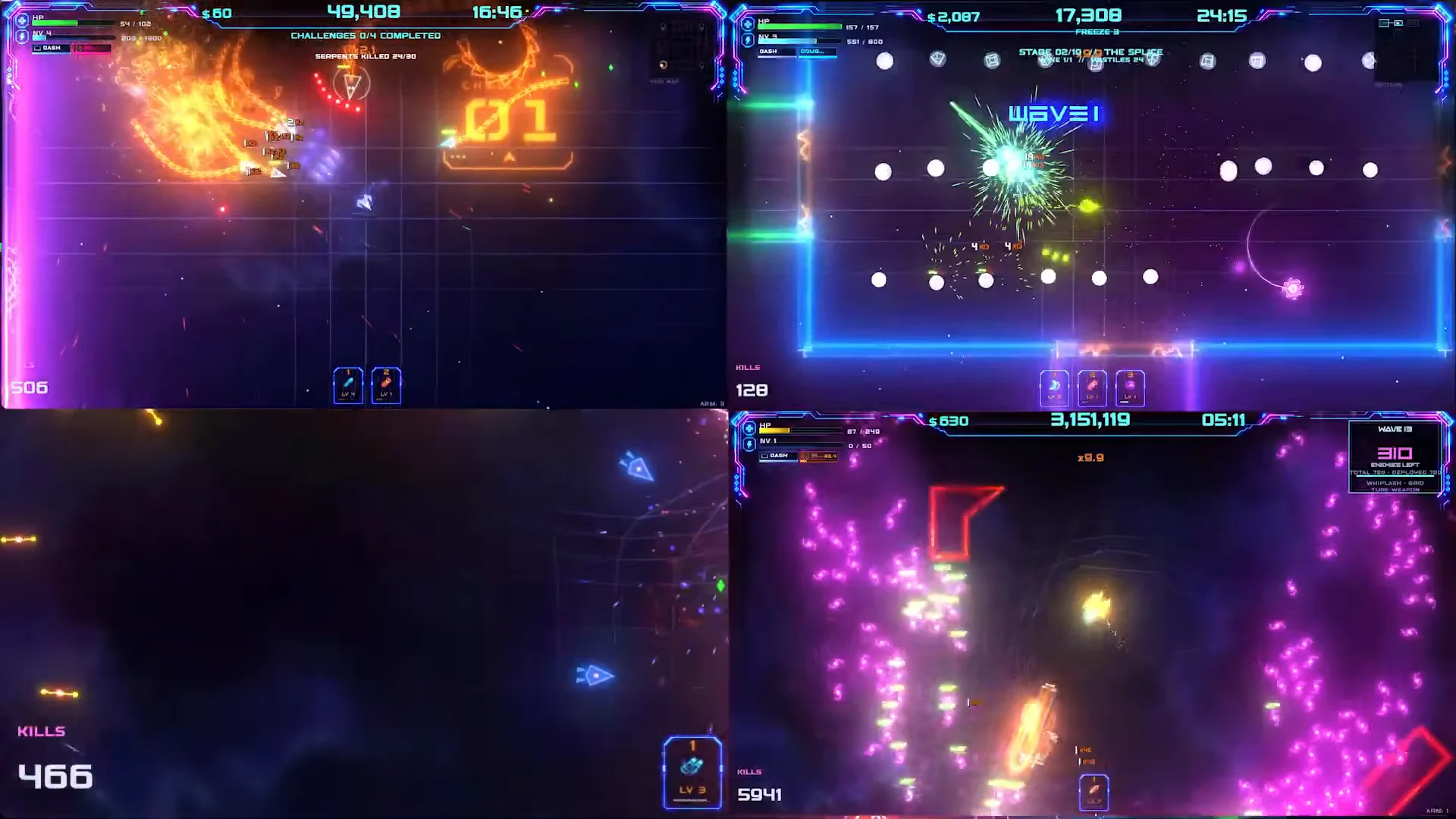 Quad-Screen Gameplay Montage