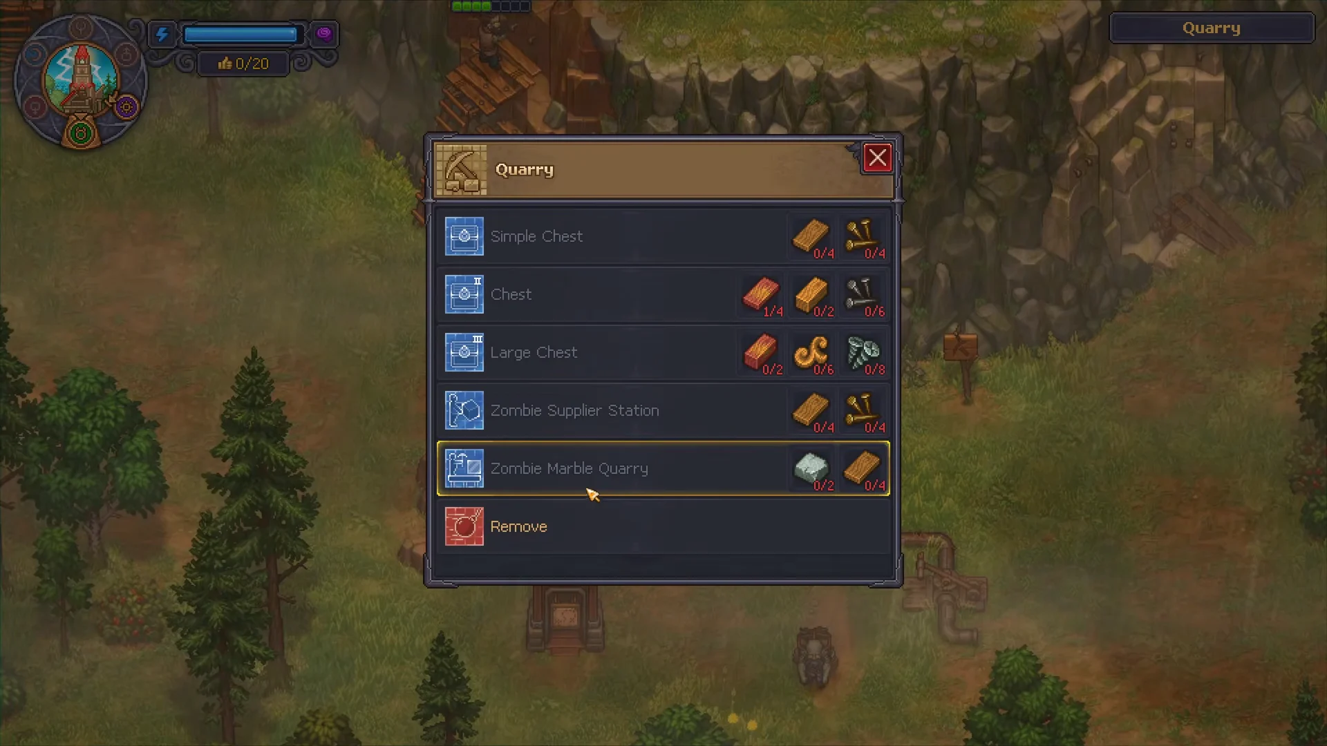Quarry Construction Menu