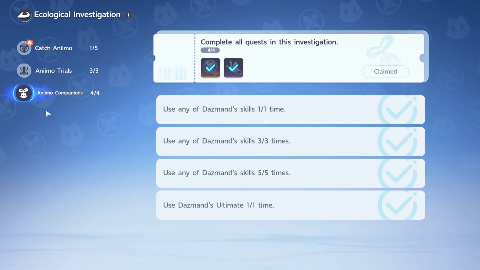 Claiming Investigation Rewards