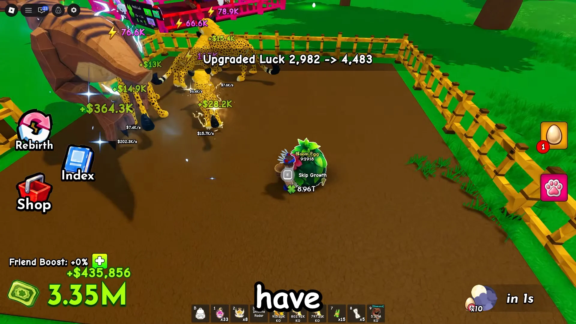 Upgrading Luck and Hatching