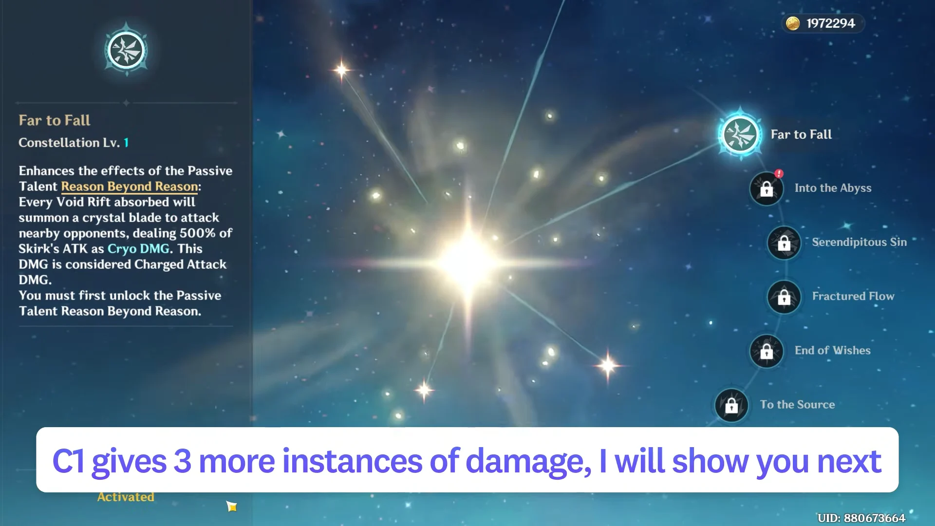 Unlocking Constellation 1 Far to Fall
