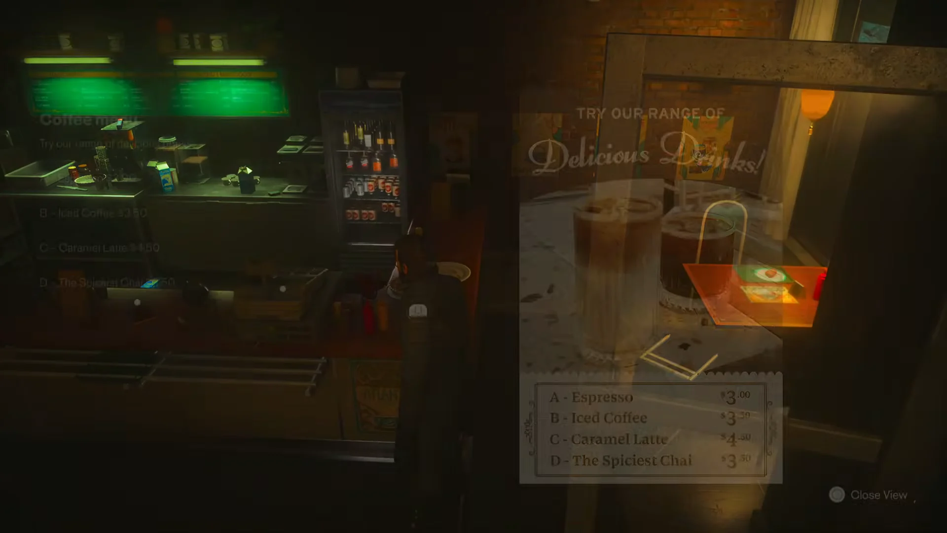 Inspecting coffee menu