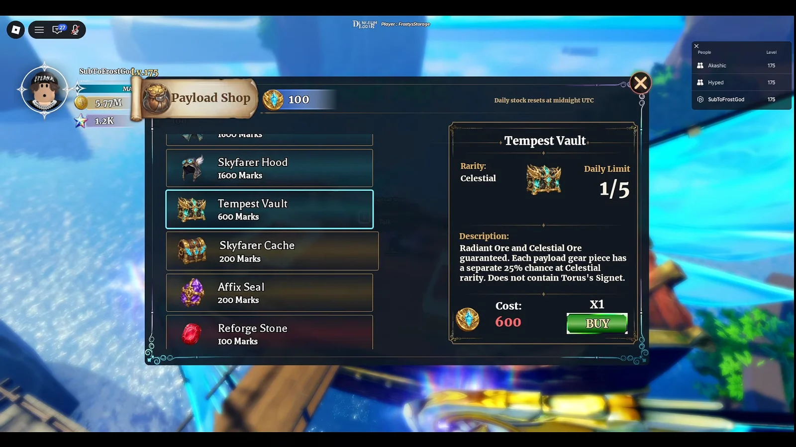 Payload Shop Items
