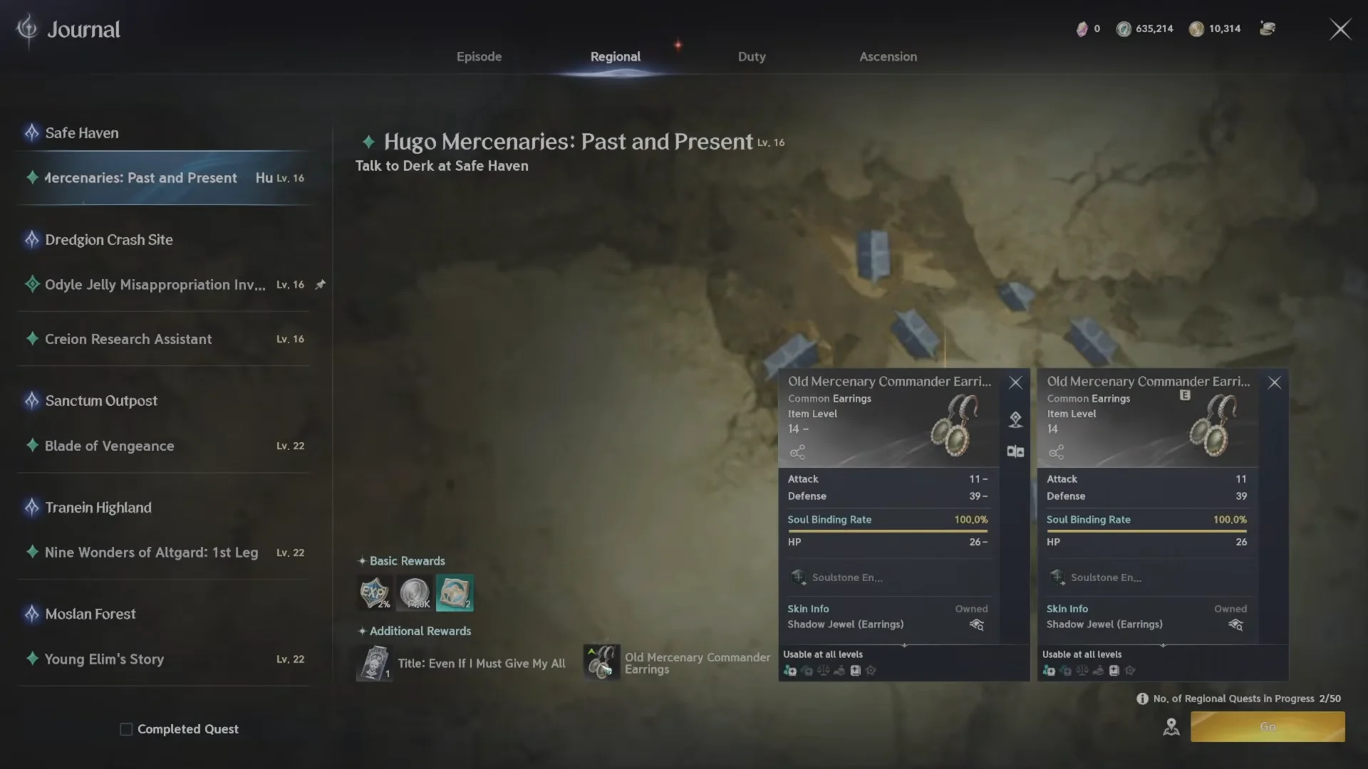 Regional quest rewards