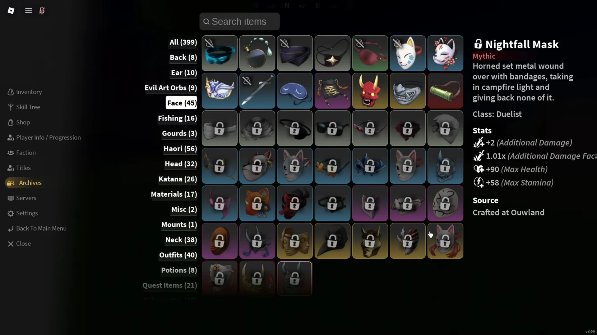 Nightfall Mask archive comparison
